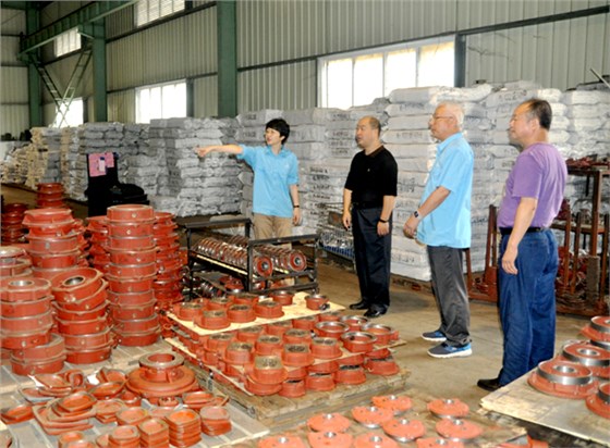 皖南電機副總經理陳蕾正在向縣衛(wèi)健委同志介紹公司的防汛消殺工作